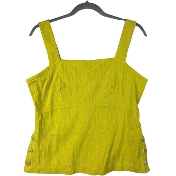 Maeve Tank Top side button up thick strap yellow green - Picture 1 of 9
